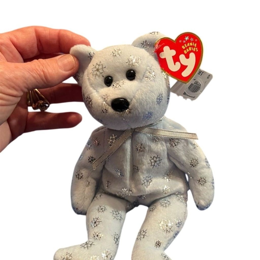 Ty Beanie Babies Flaky the Bear Blue Plush with‎ Tags Rare Collectible